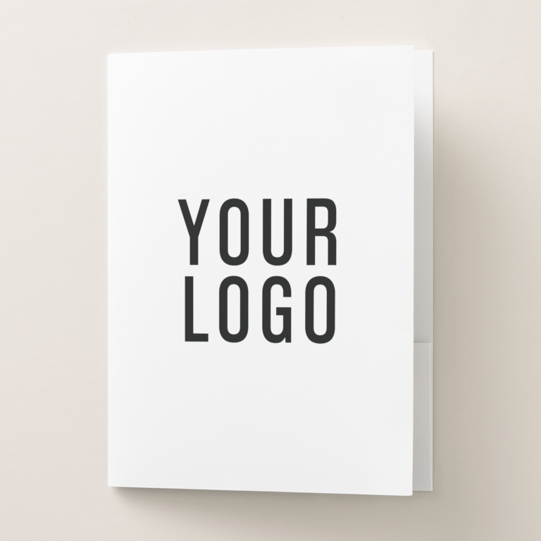Minimalistic White Custom Business Pocket Folder With Logo (Front)