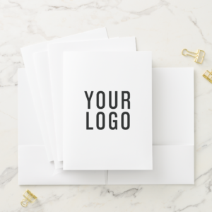 Minimalistic White Custom Business Pocket Folder With Logo (In Situ)