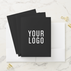 Minimalistic Black Custom Business Pocket Folder With Logo (In Situ)