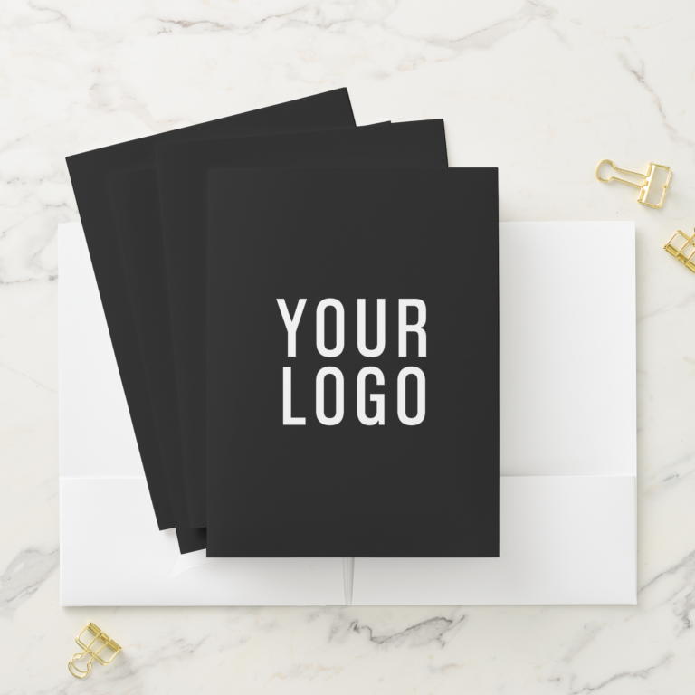 Minimalistic Black Custom Business Pocket Folder With Logo (In Situ)
