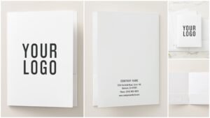 Minimalistic White Custom Business Pocket Folder With Logo