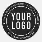 Black Thank You For Supporting My Small Business Classic Round Sticker (Front)