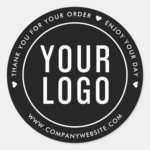 Black Thank You For Your Order Stickers With Logo (Front)