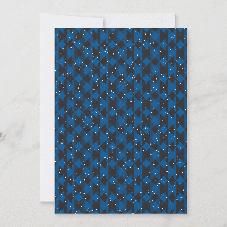 Blue Plaid Snowflake Photo Corporate Business Holiday Card (Back)