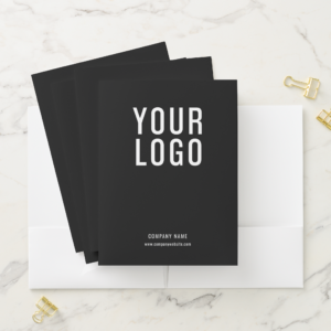 Black Business Custom Pocket Folders With Logo (In Situ)
