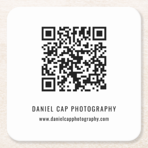 Custom Business QR Code Square Paper Coaster (Front)