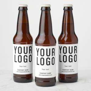 Custom Logo White Minimalist Beer Bottle Labels (Bottles)