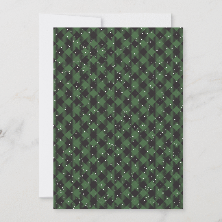 Green Plaid Snowflake Photo Corporate Business Holiday Card (Back)