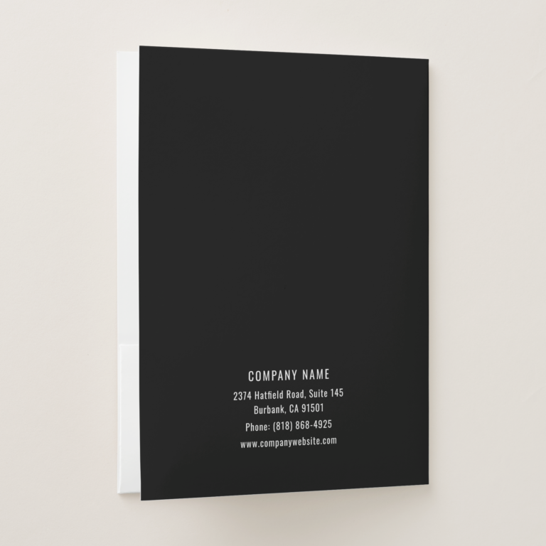 Minimalist Black and White Business Logo Card Slot Pocket Folder (Back)
