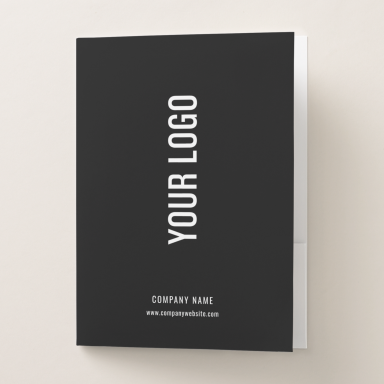 Minimalist Black and White Business Logo Card Slot Pocket Folder (Front)