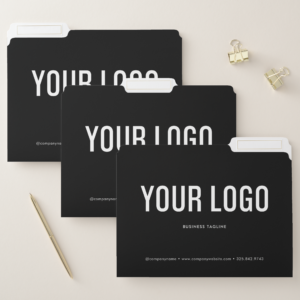 Modern Black Business File Folders with Logo (Set)