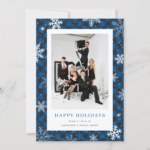 Modern Blue Photo Business Christmas Card (Front)