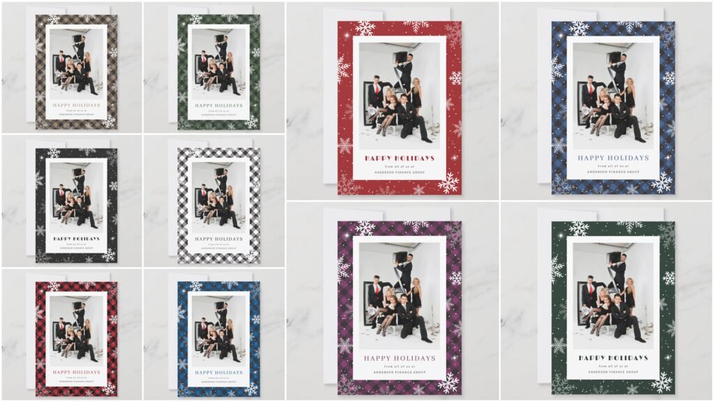 Modern Custom Photo Business Christmas Cards