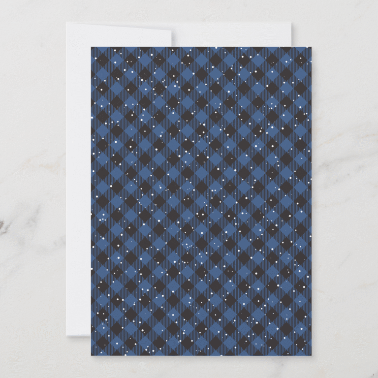 Photo Blue Plaid Snowflake Corporate Business Holiday Card (Back)