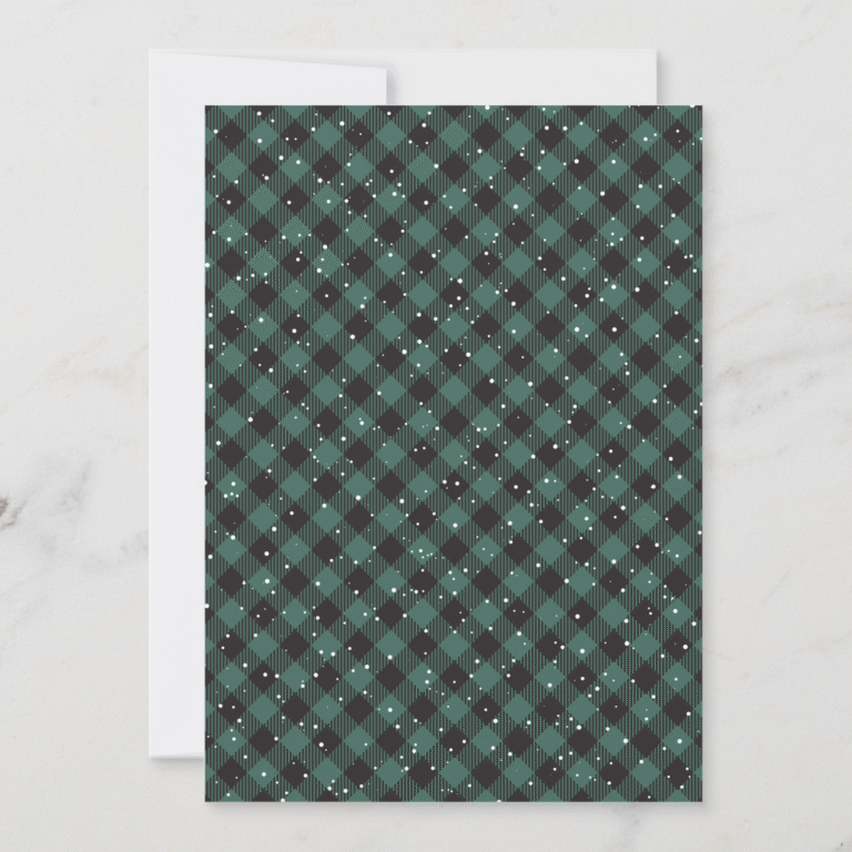 Photo Green Plaid Snowflake Corporate Business Holiday Card (Back)