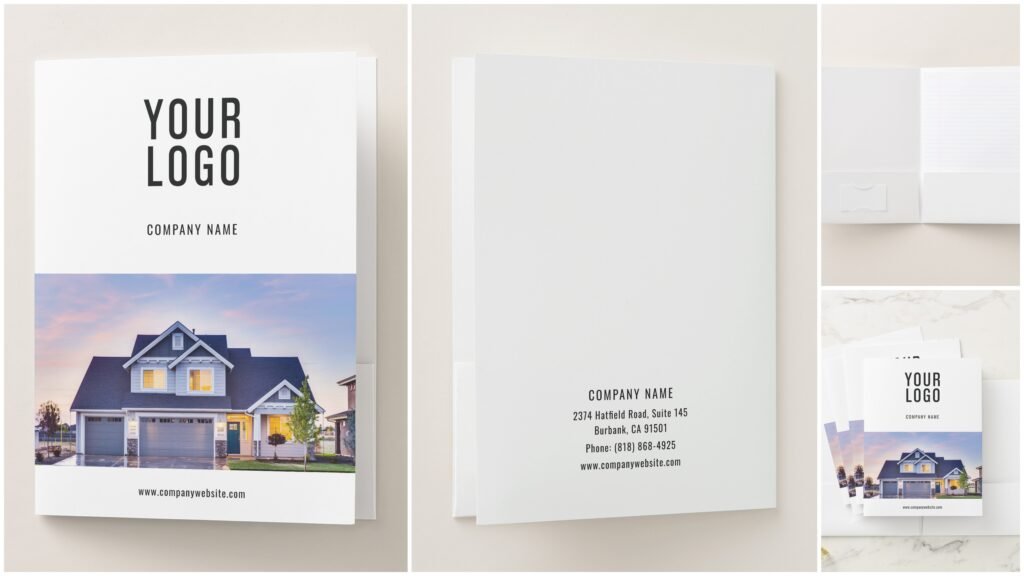 Photo Logo Business Card Slot Real Estate Pocket Folders