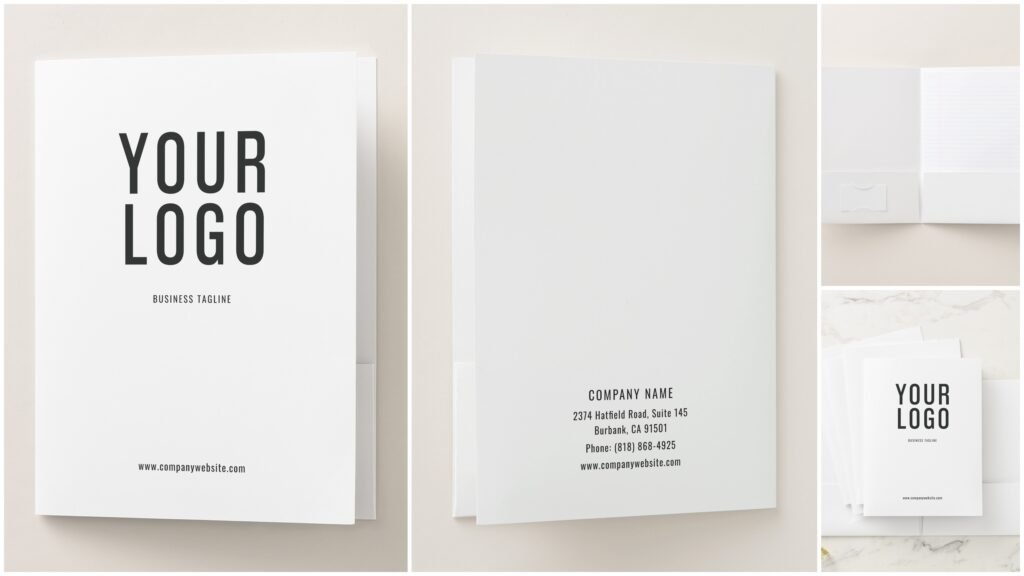 Professional Custom Business Logo Card Slot Pocket Folder