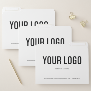Professional White Business File Folders with Logo (Set)