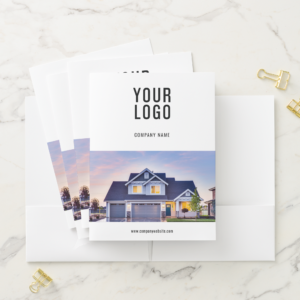 Real Estate Agent Photo Logo Card Slot Business Pocket Folder (In Situ)
