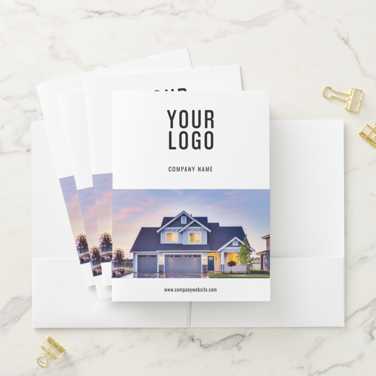 Real Estate Agent Photo Logo Card Slot Business Pocket Folder (In Situ)