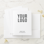 White Business Custom Pocket Folders With Logo (In Situ)
