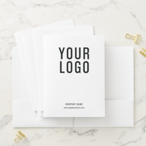 White Business Custom Pocket Folders With Logo (In Situ)