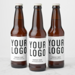 White Minimalist Custom Business Beer Bottle Labels With Logo (Bottles)