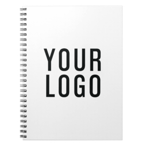 White Minimalist Promotional Notebook Business Logo (Front)
