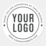 White Thank You For Supporting My Small Business Classic Round Stickers (Front)