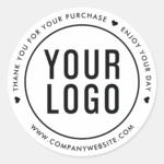 White Thank You For Your Purchase Stickers With Logo (Front)