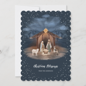 Nativity Scene Baby Jesus Religious Christian Christmas Holiday Card (Front)