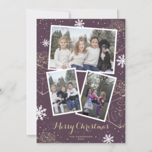 Purple Holiday Merry Christmas Gifts Photo Cards (Front)