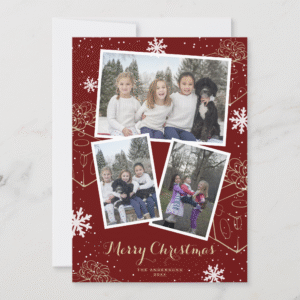 Red Holiday Merry Christmas Gifts Photo Cards (Front)