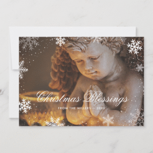 Religious Christian Angel Snowflake Christmas Holiday Card (Front)