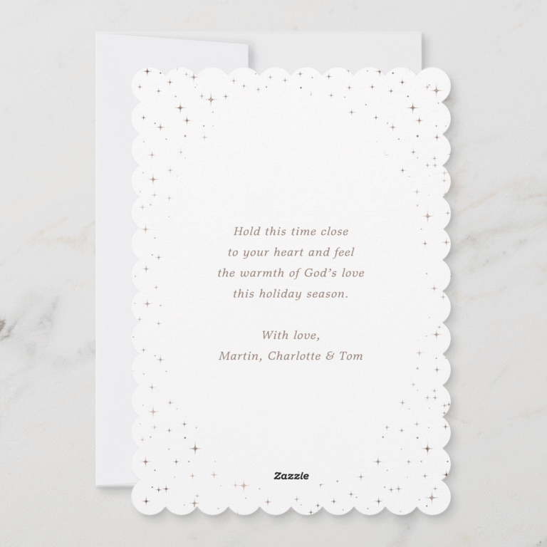 Elegant Blue Nativity Scene Botanical Christian Christmas Card (Back)