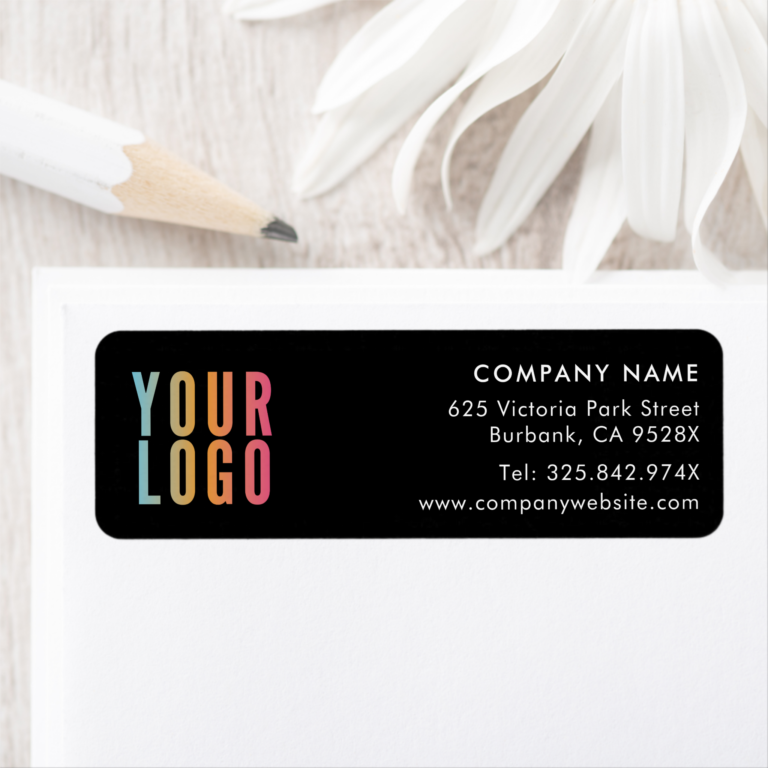 Black Custom Business Return Address Labels