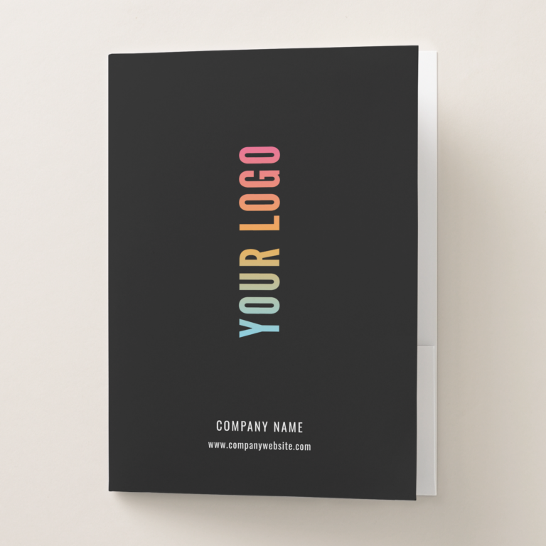 Black Custom Folders With Business Card Slot