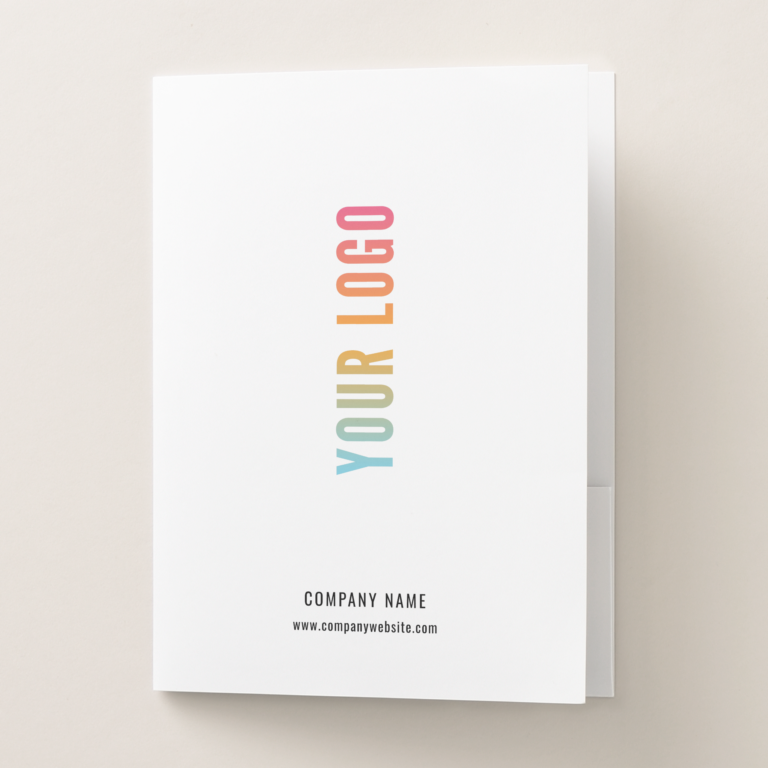 White Custom Folders With Business Card Slot