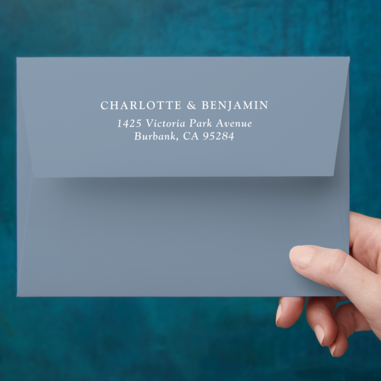 Dusty Blue Modern Custom Wedding 5.25x7.25 Envelope (Hand)