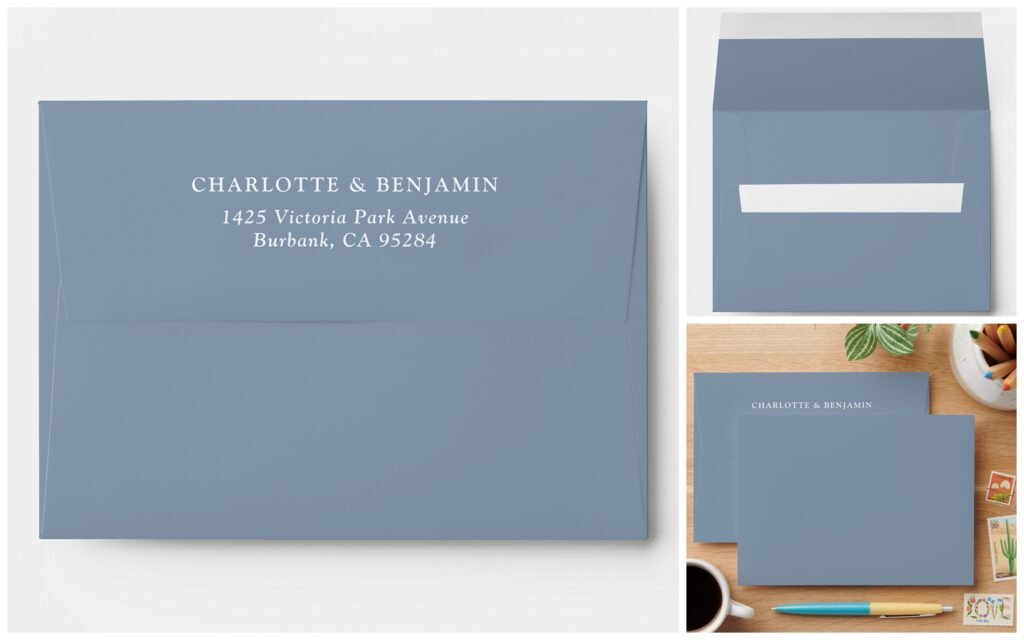 Dusty Blue Wedding Envelopes