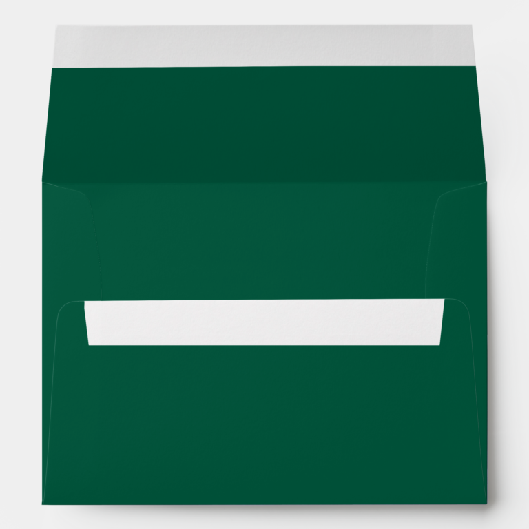 Emerald Green Modern Custom Wedding 5.25x7.25 Envelope (Back (Bottom)