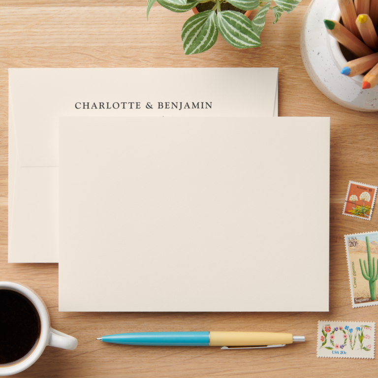 Ivory Modern Custom Wedding 5.25x7.25 Envelope (Desk)