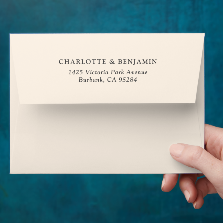 Ivory Modern Custom Wedding 5.25x7.25 Envelope (Hand)