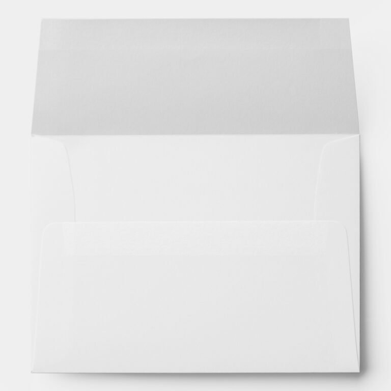 White Modern Custom Wedding 5.25x7.25 Envelope (Back (Bottom)
