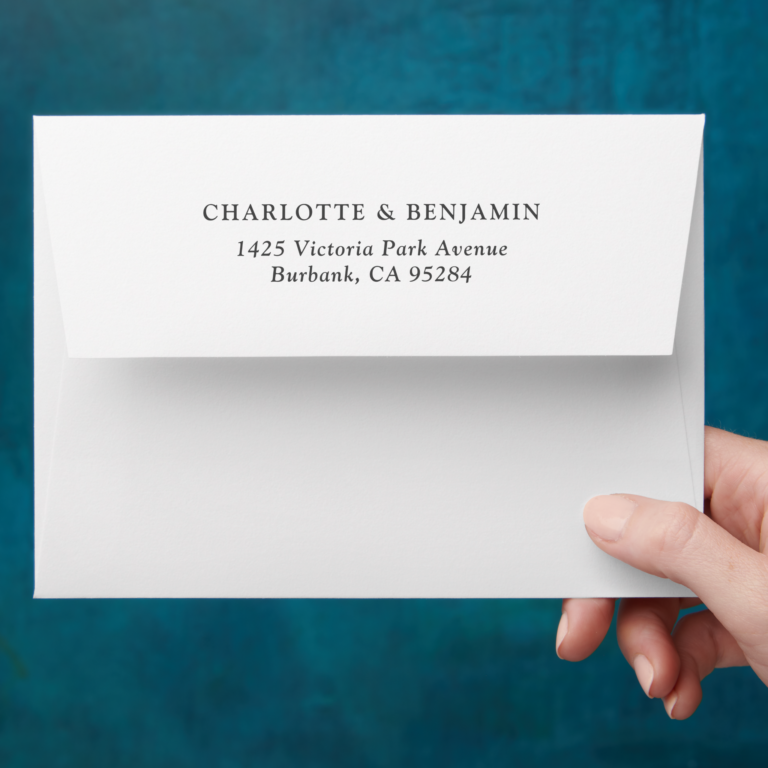 White Modern Custom Wedding 5.25x7.25 Envelope (Hand)